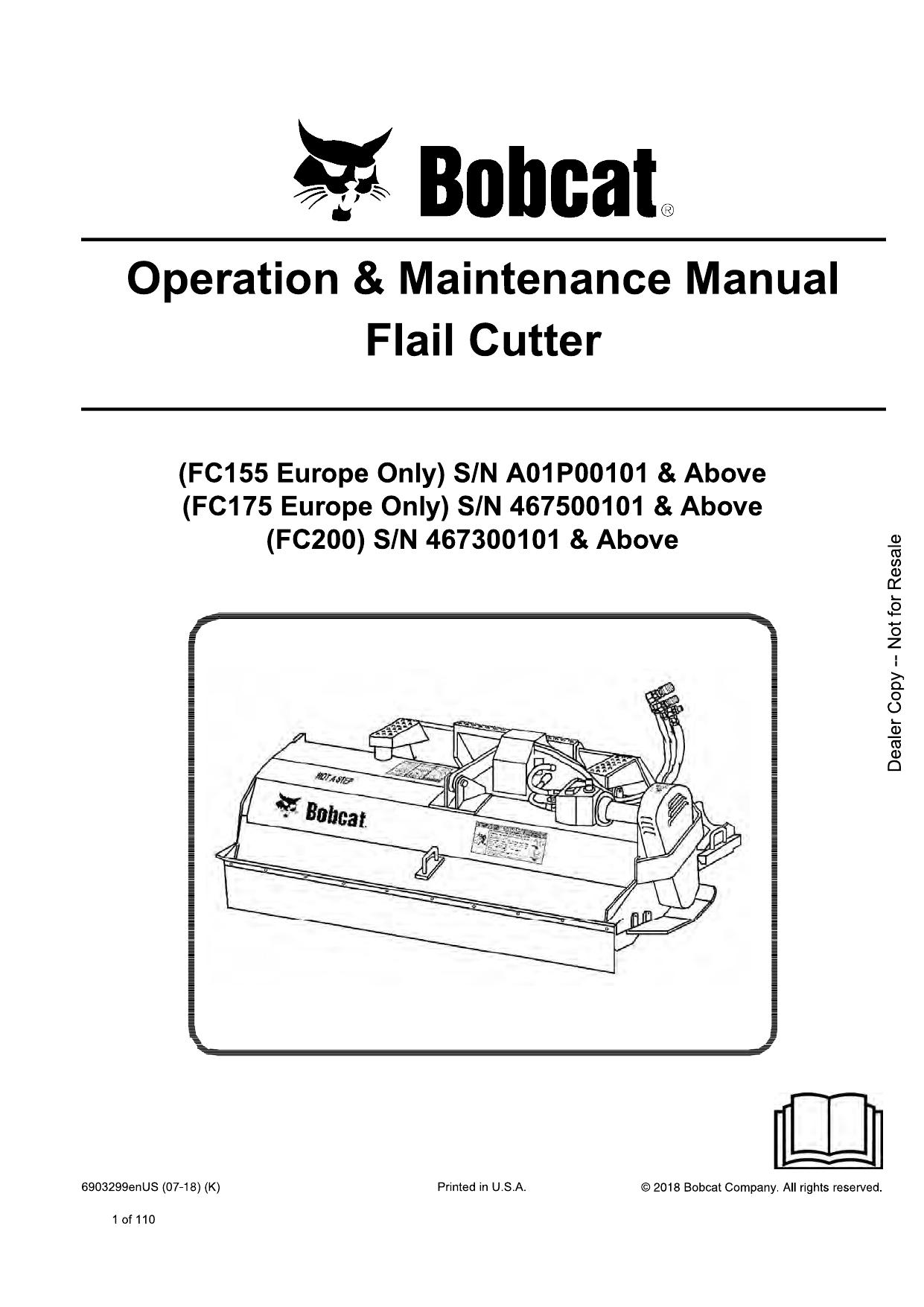 Flail Cutter Operation & Maintenance Manual Bobcat